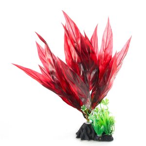 Red Broad Leaf Plastic Plant 8"