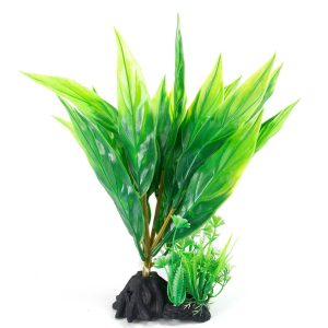 Green Broad Leaf Plastic Plant 8"